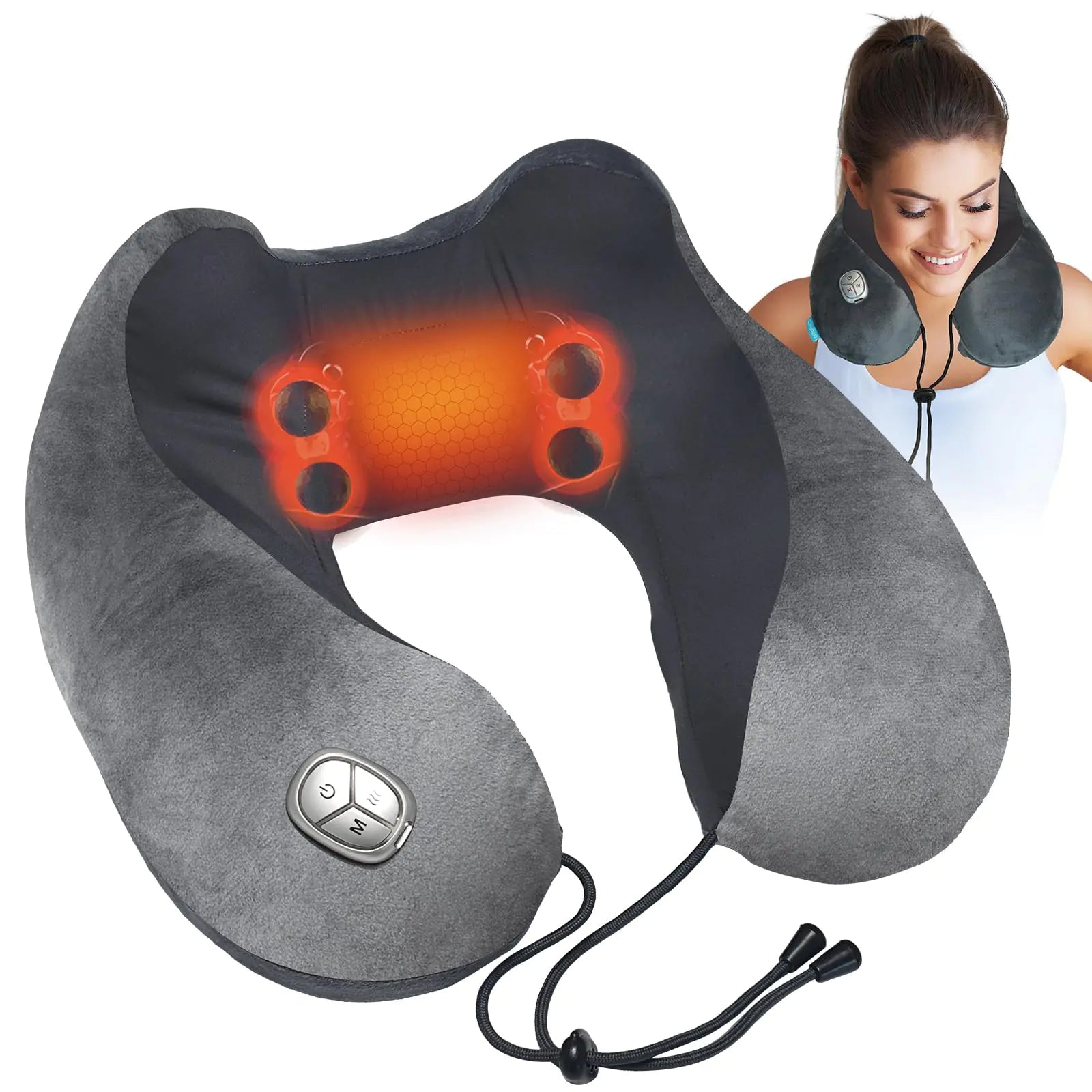 CuPiLo Neck Massager Pillow with Heat - Portable Shiatsu Neck Massage Pain Relief Deep TissueHeated Neck Pillow for TravelOffice & HomeIdeal Gift for Men Women