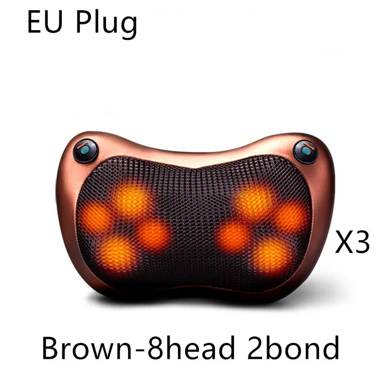 Electric Infrared Heating Kneading Neck Shoulder Back Body Spa Massage Pillow Car Chair Shiatsu Massager